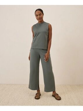 Pact Organic Airplane Wide Leg Crop Pant Castor Green Women’s size X-Large